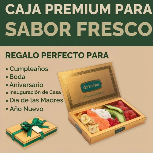 Vista 4 de Surtido de frutas secas mixtas: mango, plátano, cereza, coco, pomelo y fresa, aperitivo de frutas secas premium, caja de regalo de mezcla de frutas