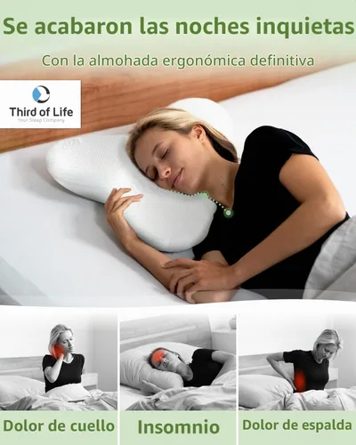 Vista 5 de Almohada para dormir lateral ACAMAR Aloe Vera Soporte de espuma viscoelástica para aliviar el dolor Funda de almohada para cuidado de la piel