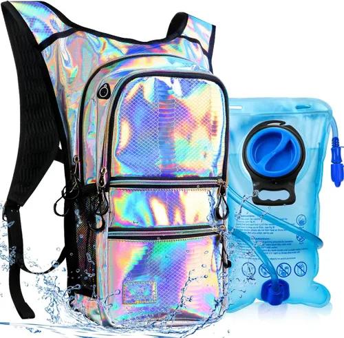 Vista 8 de Paquete de hidratación, mochila de agua con vejiga de hidratación de 3 L, aislamiento ligero, esencial para festivales, mochila de hidratación rave
