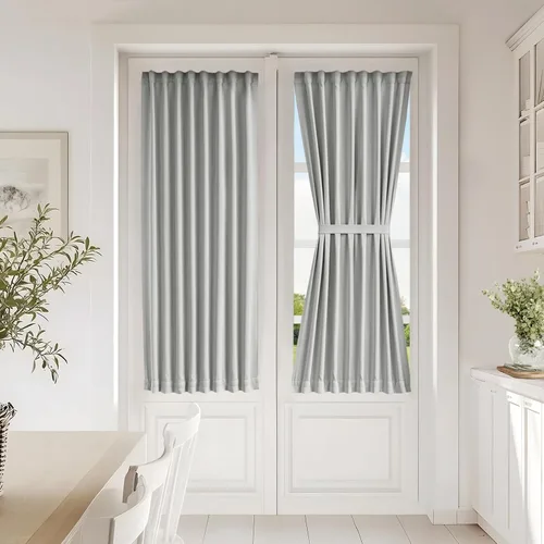 Vista 111 de Vatge Cortinas laterales autoadhesivas para puertas de cristal, sin taladro, extraíble, panel de filtrado de luz, 1 panel, 12 pulgadas de ancho x 60