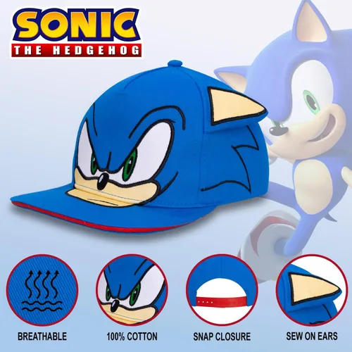 Vista 2 de Accessory Supply Sonic The Hedgehog - Gorro de béisbol para niños con velcro ajustable en la espalda, gorra transpirable de algodón