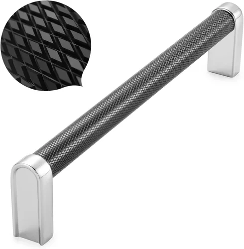 Vista 15 de Koofizo - Paquete de 10 tiradores de gabinete estriados para armario, manija negra para muebles (1.1 pulgadas/28 mm), herrajes sólidos K22