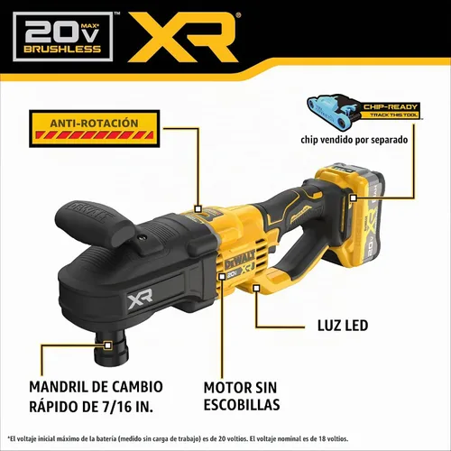 Vista 6 de DEWALT 20V MAX XR Kit de taladro inalámbrico de 7/16 pulgadas para pernos y montantes con batería y cargador (DCD447WW1)