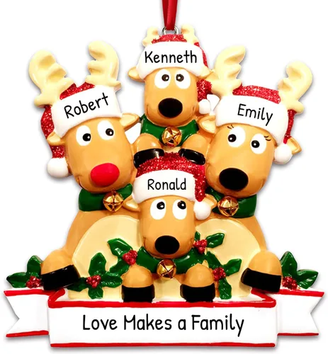 Vista 6 de Adorno personalizado en 3D de nuestra primera Navidad 2025 Adornos personalizados de renos para parejas, adorno de pareja de alces 2025, familia