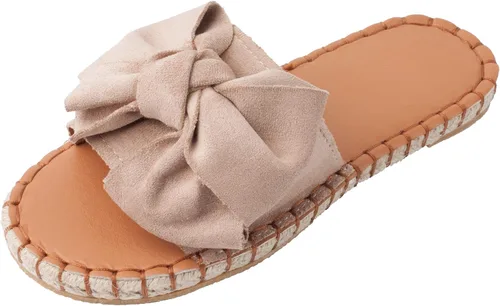 Vista 5 de YYW Sandalias planas para mujer, sin cordones, puntera abierta, estilo casual con adorno de lazo para verano, al aire libre, interiores