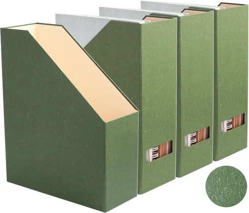 Vista 9 de Soporte para revistas, organizador de archivos y escritorio, organizador de libros de cartón y caja de almacenamiento para documentos, estante