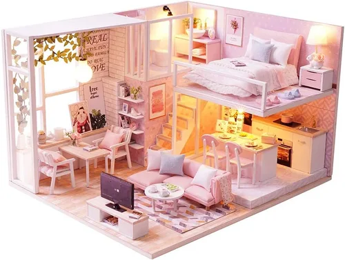 Vista 13 de Flever Casa de Muñecas en Miniatura Kit DIY para Casa Creativa con Muebles para Regalo Romántico de San Valentín (Historias de Flores)