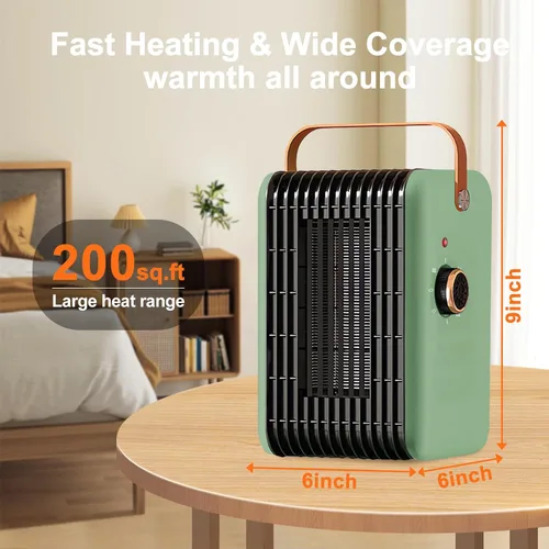 Vista 4 de Calentador de espacio de 1500 W para uso en interiores, calentador eléctrico portátil PTC de 110 V, calefacción rápida de habitación, calentador