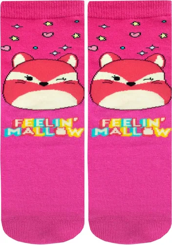Vista 2 de Squishmallows Calcetines de algodón para niños, paquete de 3, paquete de 3, Squish Squish Squad para niñas, paquete de 3