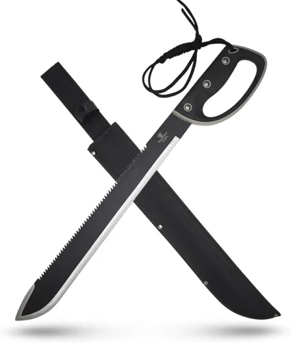 Vista 13 de Snake Eye Tactical Machete de hoja fija Full-Tang con vaina para caza, camping, pesca al aire libre (BK-GN)