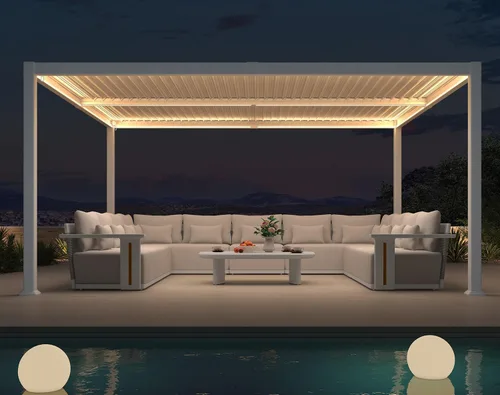 Vista 24 de PURPLE LEAF - Pergola con listones de 11 x 18 pies, marco de aluminio blanco para patios