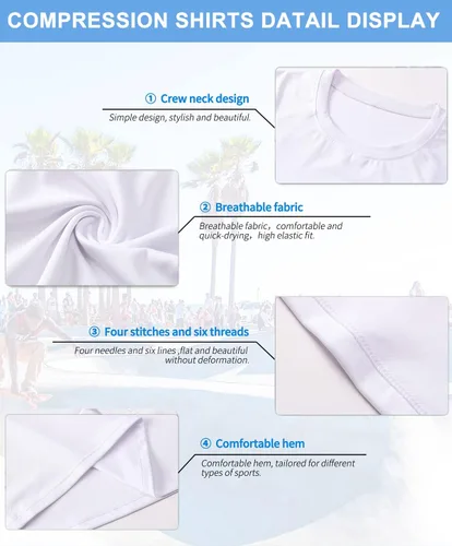 Vista 3 de Camiseta de compresión para hombre, de manga larga, atlética, para entrenamiento, camiseta deportiva activa, camiseta interior de ajuste seco
