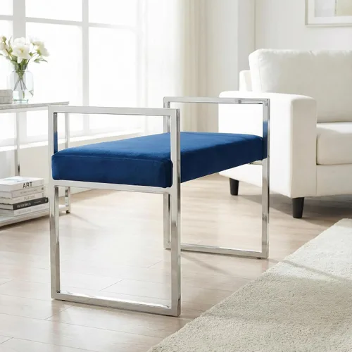 Vista 2 de Cortesi Home Anna Bench Ottoman, 24 pulgadas, azul