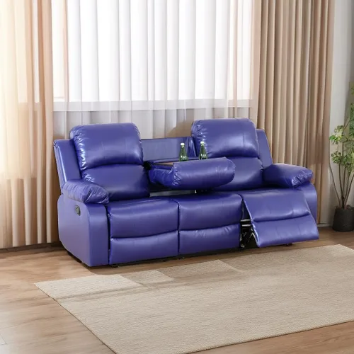 Vista 32 de A Ainehome Juego de Muebles de Sala de Estar de Cuero Reclinable Juego de Sofá Sillón Loveseat Juego de Muebles Sofá para Sala de Estar/Espacio