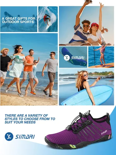 Vista 6 de Simari Zapatos de agua para mujer, hombre, natación, playa, piscina, deportes acuáticos, secado rápido, estilo descalzo, buceo, surf y caminar