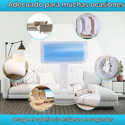Vista 6 de Rodillo de pelusa de viaje reutilizable, paquete de 3, rodillo lavable compacto removedor de pelo de mascotas con cubierta para ropa, pelo