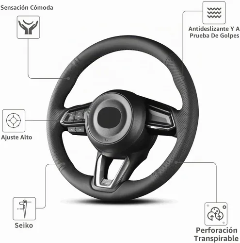 Vista 5 de Funda de Volante de Microfibra de Cuero Cosida a Mano, Compatible con Mazda 3 2017 2018/Mazda CX-5 2017-2020/Mazda 6/CX-9 2016-2020/CX-3 2018 2019