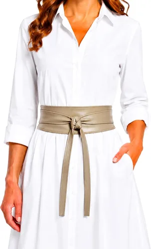 Vista 18 de Cinturón Obi de cuero para mujer, cintura ancha de 3 pulgadas, hecho a mano Beige