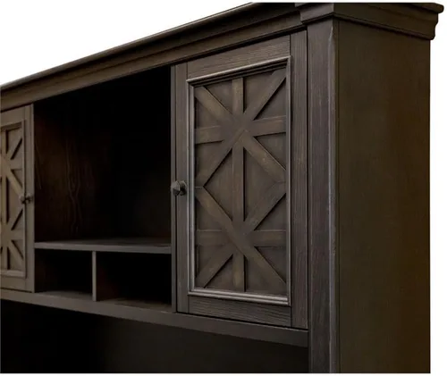 Vista 6 de Martin Furniture 66" W Madera Hutch con Puertas Almacenamiento de Oficina en Marrón Oscuro