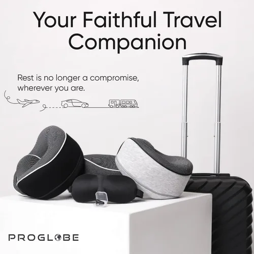 Vista 7 de Proglobe Almohada ortopédica para el cuello, almohadas cervicales de viaje para aviones, kit de espuma viscoelástica, soporte para la cabeza
