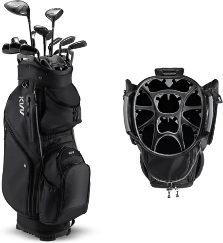 Vista 2 de KVV Bolsa Organizadora de Carrito de Alta Gama, Bolsa de Golf Silenciosa Premium con Asas Duales, 14 Ranuras de Bloqueo para Clubes para Hombre