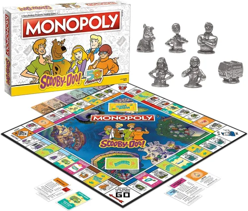 Vista 2 de USAOPOLY Juego de mesa Monopoly Scooby-Doo! Mercancía oficial de Scooby-Doo! basada en la popular caricatura de Scooby-Doo! Juego clásico