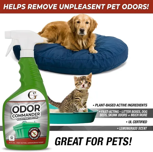 Vista 6 de Garbage Commander Odor Commander, botella de spray para control de olores, 22 onzas, aroma a hierba de limón, fabricada con orgullo en Canadá