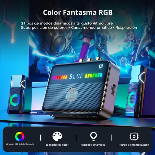 Vista 2 de M13 RGB Bluetooth 5.3 Transmisor receptor de audio, adaptador de audio Bluetooth para el hogar antiguo estéreo/altavoces TV con pantalla, USB, RCA