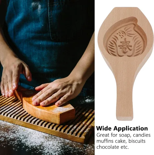 Vista 5 de Zerodis Mooncake - Modelo de madera, modelo de pastel de luna de festival con patrón de flores 3D, herramientas de decoración para galletas