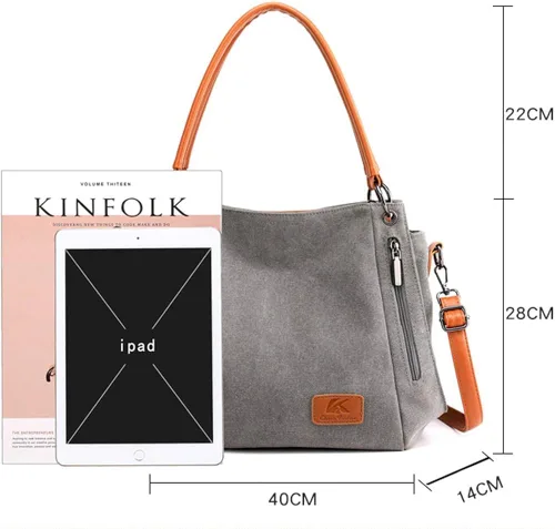 Vista 2 de ZiMing Womens Handbags Canvas Tote Bag Shoulder Bags Satchel Hobo Purse Casual Bag Ladies Daypack Crossbody Bag