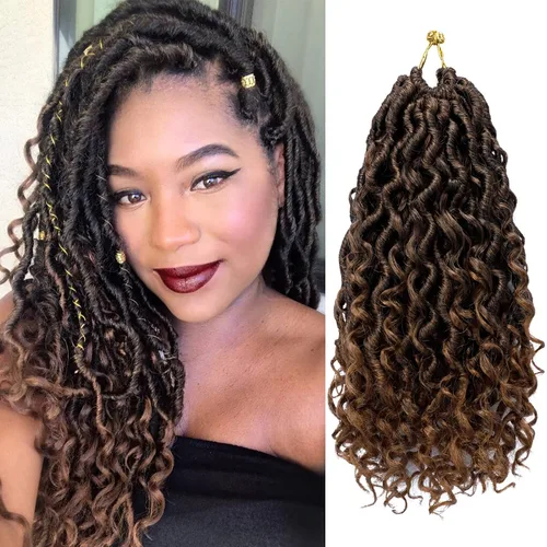 Vista 15 de 8 pulgadas Goddess Faux Locs pelo de ganchillo para mujer negro 7 paquetes de rastas estilo bohemio río para mujeres niños cabello pre rizado