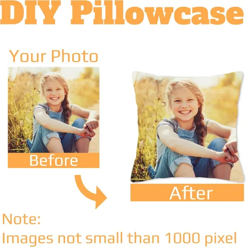 Vista 4 de Almohada de fotos personalizada con texto, funda de almohada personalizada de dos lados, 18 x 18 pulgadas, funda de almohada personalizable
