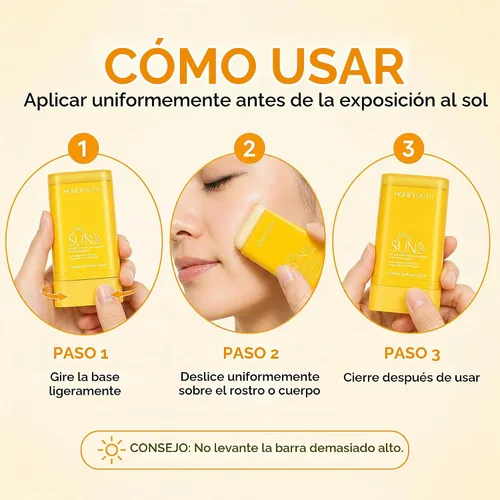 Vista 7 de Protector solar SPF 50+ en barra para cara y cuerpo, tamaño de viaje Protección solar Protector solar ligero y no graso con fácil aplicación