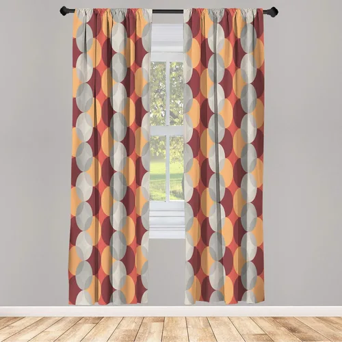 Vista 9 de Lunarable Cortinas con estampado de madera, madera natural rústica con rayas, patrón abstracto ovalado, tema de carpintería, tratamientos