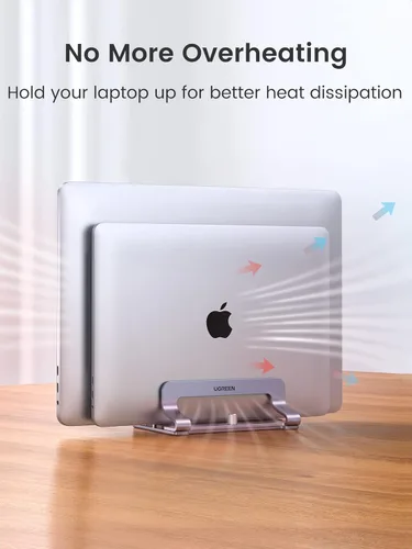 Vista 5 de UGREEN - Soporte vertical para laptop de 2 ranuras para escritorio, compatible con MacBook Pro Air, Lenovo Ideapad, Surface Book, HP Notebook, Dell