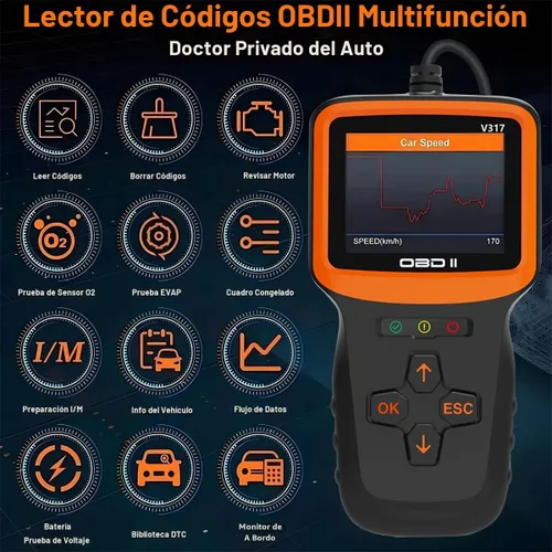 Vista 6 de Zpana Escáner OBD2 para Coche, Herramienta de Diagnóstico, Lector de Códigos de Fallas del Motor del Vehículo, Limpieza de Datos, Disposición I/M