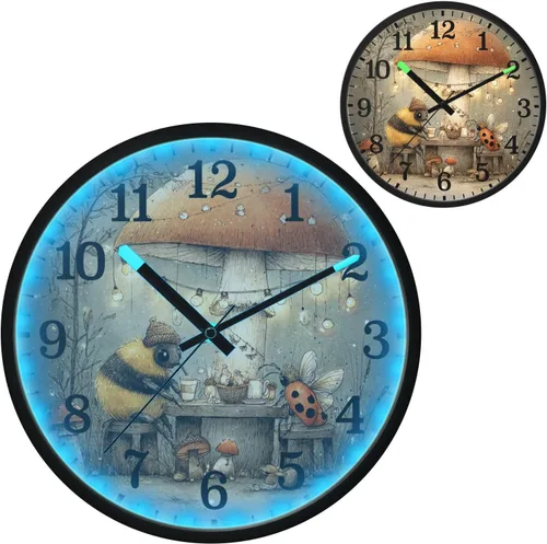 Vista 2 de Luminous Voice-Activated Clock Non-Ticking Silent Battery Operated Small Analog Clock Retro Bees 12 Inch for Office, Home, Bathroom, Kitchen