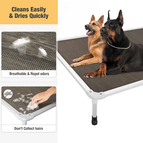 Vista 112 de Veehoo Cama elevada para perros a prueba de mordidas - Cuna elevada refrescante para mascotas - Marco de aluminio plateado y tela de malla