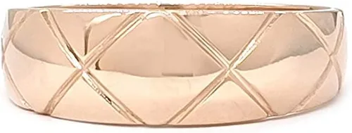 Vista 7 de Anillo Capitoné de cúpula pequeña para mujer en oro macizo de 9K, 14K y 18K, banda de oro Capitone, anillo de oro con textura, regalo único, regalo