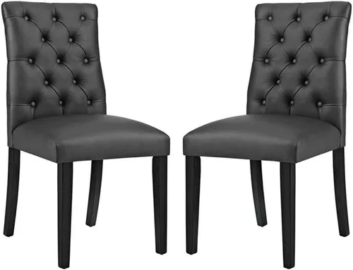 Vista 8 de Modway MO- Duchess - Silla de comedor tapizada de piel sintética con botones capitoné, color negro