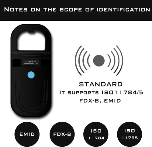 Vista 6 de Escáner de microchip Smoostart compatible con microchip FDX-B/EMID (15/10) 1000 Records Increased Huge Data Storage Upload to PC, Scanning