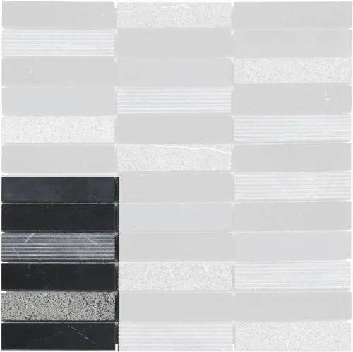 Vista 6 de Modket Mármol de roble blanco apilado mezclado con textura piedra azulejo malla montado en muro TDH60MO (1 hoja)