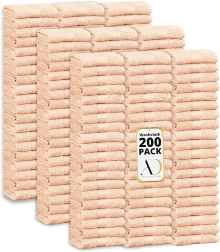 Vista 38 de Ample Decor Toallas 100% algodón de 12 x 12 pulgadas, 600 GSM, suaves y absorbentes, duraderas, juego de 10, color beige