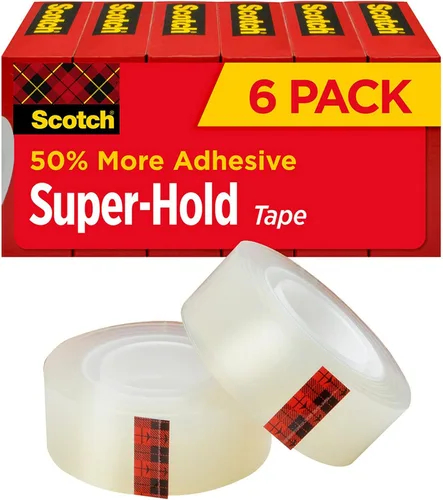 Vista 8 de Scotch Dispensador de cinta adhesiva Super-Hold Tape, dispensador negro, 1 pulgada de núcleo, 12 paquetes (700K10C18BLK)
