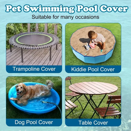 Vista 6 de Rypet Cubierta plegable redonda para piscina de mascotas de 71 pulgadas, fundas de piscina para niños, a prueba de fugas, lavables, accesorios
