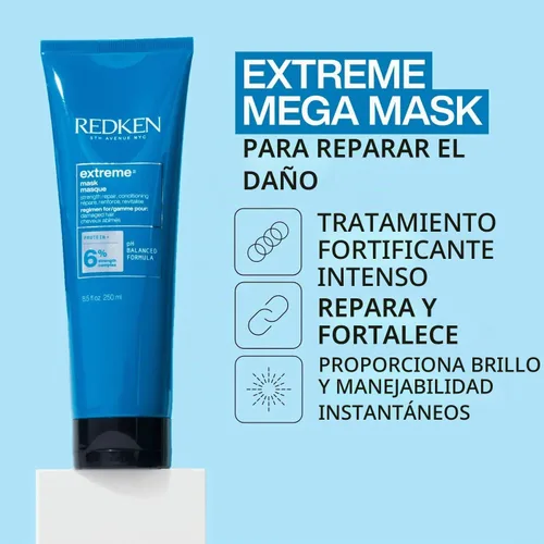 Vista 2 de Redken Extreme Hair Mask - Para cabello dañado y quebradizo, 8.5 onzas líquidas