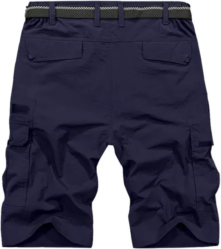 Vista 2 de Pantalones cortos de senderismo para hombre, de secado rápido, ligeros, transpirables, para exteriores, de carga., Azul, 38