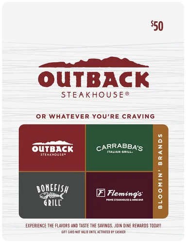Vista 7 de Bloomin' Brands Tarjeta de regalo de restaurante multimarca Outback Steakhouse $50
