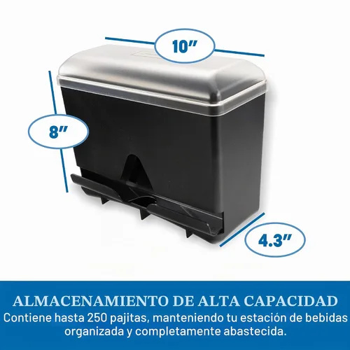 Vista 3 de San Jamar Dispensador de popotes junior a granel con capacidad para 250 popotes para restaurantes, comedores y comida rápida, plástico, 5 x 10.5 x