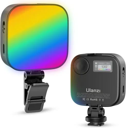Vista 7 de ULANZI VL49 Luces de Video RGB, Luz de Cámara LED 360° Color Completo Iluminación de Fotografía Portátil con 3 Zapatas Frías, 2000mAh Recargable CRI